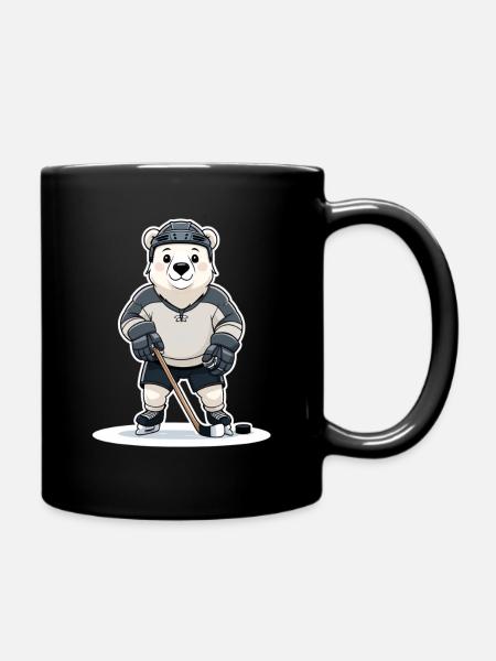 Polarer Eishockey Bär im Trikot - Tasse einfarbig - Schwarz
