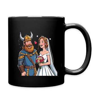 Wikinger Viking Legende Seemann Odin Rabe Hochzeit - Tasse einfarbig - Schwarz - Rechts