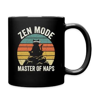 Zen Mode Master of Naps Funny Cat Retro Sunset - Full Colour Mug - black - Right