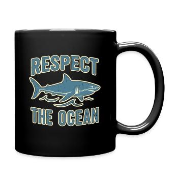 Respect The Ocean Vintage Shark Conservation - Full Colour Mug - black - Right