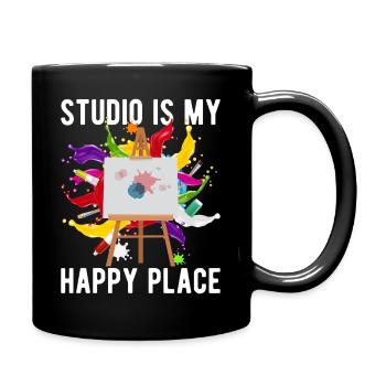 Funny Artist Painter Studio My Happy Place Draw - Full Colour Mug - black - Right