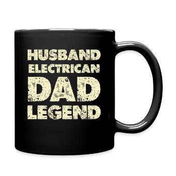 Ehemann Elektriker Legende - Tasse einfarbig - Schwarz - Rechts