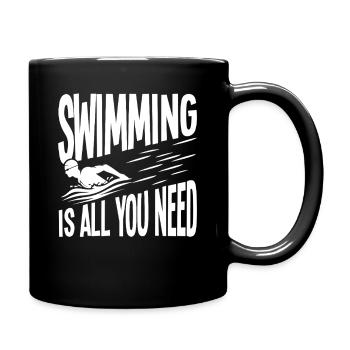 Schwimmen ist alles, was du brauchst - Tasse einfarbig - Schwarz - Rechts