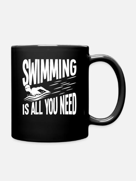 Swimming is all you need - Full Colour Mug - black