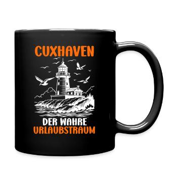 Cuxhaven DER WAHRE URLAUBSTRAUM Lustiges - Tasse einfarbig - Schwarz - Rechts
