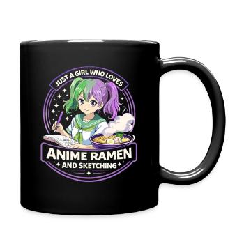 Just a Girl: Anime Ramen Sketching - Tasse einfarbig - Schwarz - Rechts