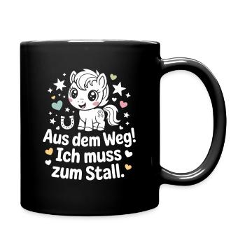 Riding out of the way to the stable horse girl horses - Full Colour Mug - black - Right