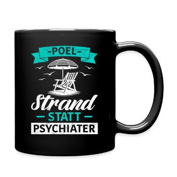 Island POEL BEACH INSTEAD OF PSYCHIATRIST Funny - Full Colour Mug - black - Right