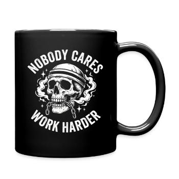 Skull with helmet: Work harder - Full Colour Mug - black - Right