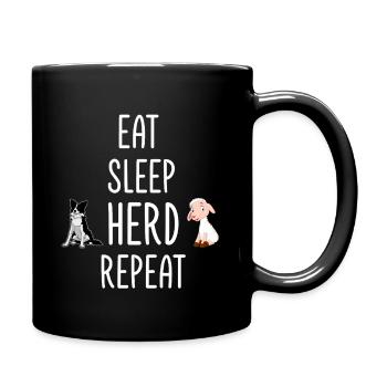 Mange, Dors, Troupeau, Répéte, moutons Border Collie - Mug uni - noir - Droite