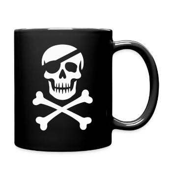 Klassischer Jolly Roger Piraten Totenkopf - Tasse einfarbig - Schwarz - Rechts