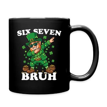 Six Seven Bruh Dabbing Leprechaun 6 7 Fun 6-7 - Full Colour Mug - black - Right