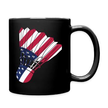 USA-Badmintonspieler-Liebhaber American Flag Patriot - Tasse einfarbig - Schwarz - Rechts