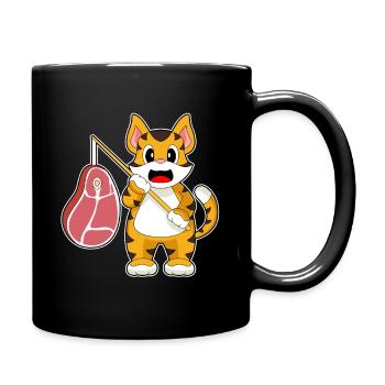 Tiger Angler Angelrute Angeln - Tasse einfarbig - Schwarz - Rechts
