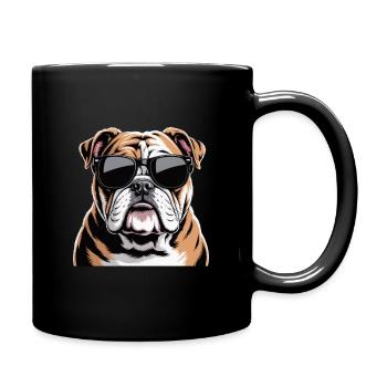 Bulldogge - Tasse einfarbig - Schwarz - Rechts