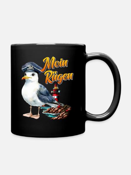 Ostsee Urlaub MOIN RÜGEN Urlaub Lustiges - Tasse einfarbig - Schwarz