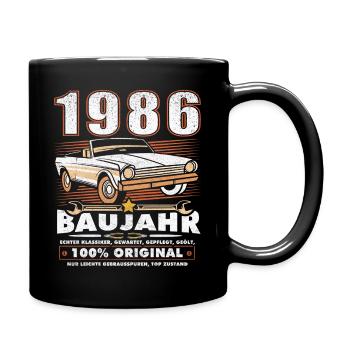 1986 Geboren Geburtstag Oldtimer - Tasse einfarbig - Schwarz - Rechts