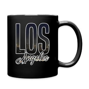 Los Angeles Skyline Schriftzug - Tasse einfarbig - Schwarz - Rechts