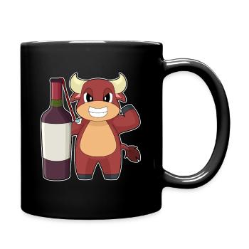Taurus Bottle of Red Wine - Full Colour Mug - black - Right