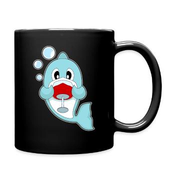 Dolphin Red Wine - Full Colour Mug - black - Right