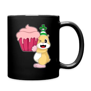 Hamster Birthday Cupcake - Full Colour Mug - black - Right