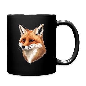 Fuchs Kopf Illustration: Warme Naturtöne - Tasse einfarbig - Schwarz - Rechts