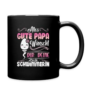 Alles Gute Papa wünscht dir dein bester Schwimmer - Tasse einfarbig - Schwarz - Rechts
