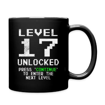 Level Unlocked Gamer Geburtstag 17 Jahre - Tasse einfarbig - Schwarz - Rechts
