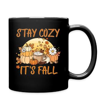 Stay Cozy It’s Fall – Pumpkin Spice Autumn Coffee - Full Colour Mug - black - Right