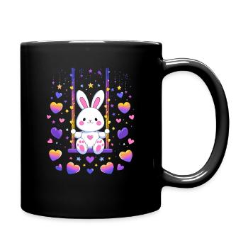 Hasen-Swing mit Herzen - Tasse einfarbig - Schwarz - Rechts