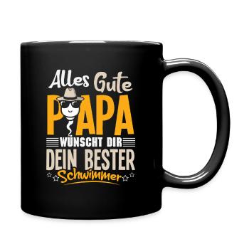 Alles Gute Papa wünscht dir dein bester Schwimmer - Tasse einfarbig - Schwarz - Rechts