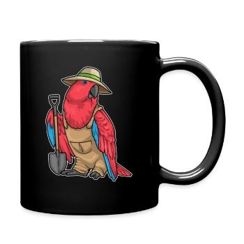Papagei Gärtner Schaufel Garten - Tasse einfarbig - Schwarz - Rechts