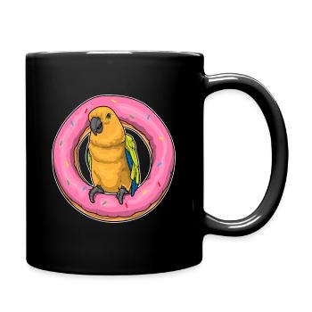 Papagei Donut - Tasse einfarbig - Schwarz - Rechts