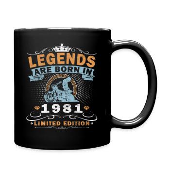 1981 Vintage Motorcycle Biker Birthday Born - Full Colour Mug - black - Right