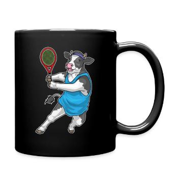 Kuh Tennis Tennisschläger Sport - Tasse einfarbig - Schwarz - Rechts