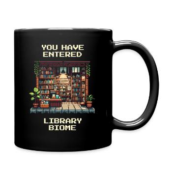 Bibliothek-Biom betreten | Bibliothek Bücher Lesen - Tasse einfarbig - Schwarz - Rechts