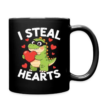 I Steal Hearts Dino Valentine - Full Colour Mug - black - Right