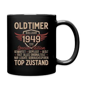 77. Geburtstag Shirt – Oldtimer 1949 Vintage Retro - Tasse einfarbig - Schwarz - Rechts