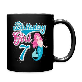7th Birthday Mermaid - Full Colour Mug - black - Right
