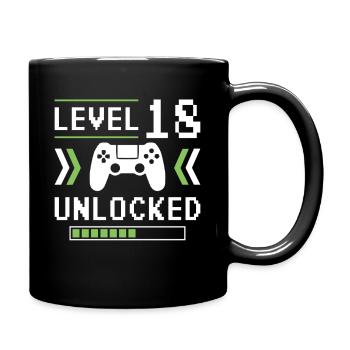 18th Birthday Gamer Gamer Level 18 Unlocked - Full Colour Mug - black - Right