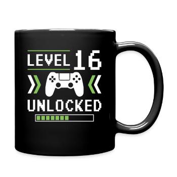 16. Geburtstag Level 16 Unlocked 16 Jahre Gamer - Tasse einfarbig - Schwarz - Rechts