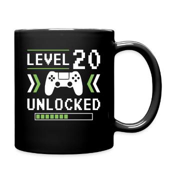 20th Birthday Level 20 unlocked - Full Colour Mug - black - Right