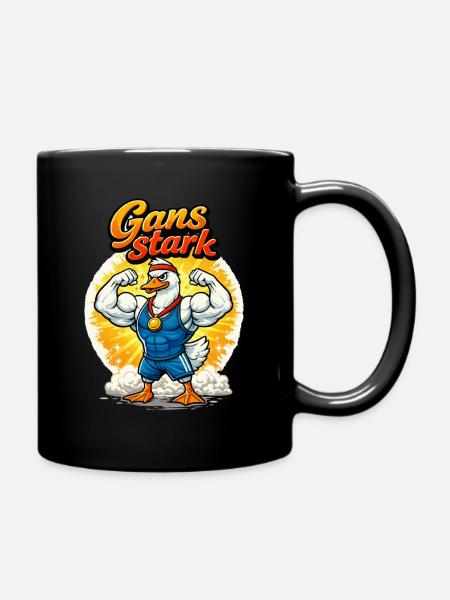Gans Stark Muskelheld - Tasse einfarbig - Schwarz