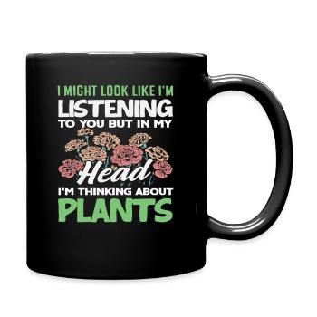 Je pense aux plantes, jardinier drôle - Mug uni - noir - Droite