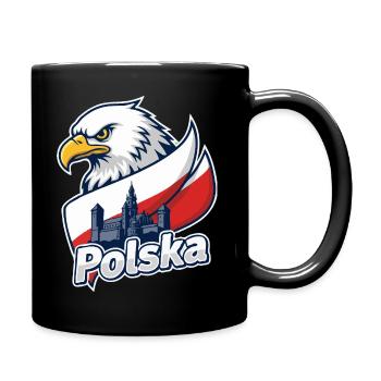 Aigle de Polska et Château sur le drapeau - Mug uni - noir - Droite
