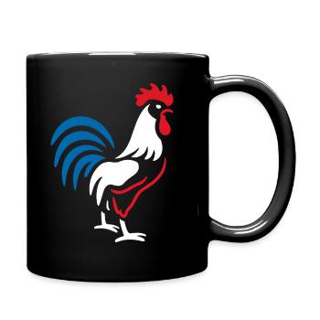 Vibrant blue red rooster - Full Colour Mug - black - Right