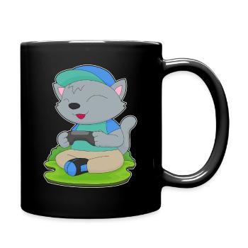 Cat Gamer Controller - Full Colour Mug - black - Right