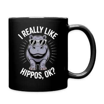 Nilpferd Sprüche Flusspferd Witz Nilpferd Geschenk - Tasse einfarbig - Schwarz - Rechts
