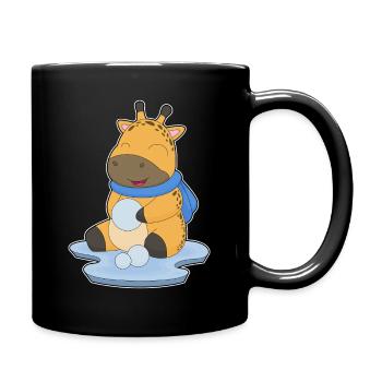 Giraffe Winter Schneeball - Tasse einfarbig - Schwarz - Rechts