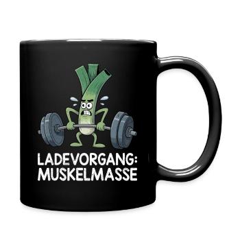 Gewichtheber LADEVORGANG MUSKELMASSE Lustig - Tasse einfarbig - Schwarz - Rechts
